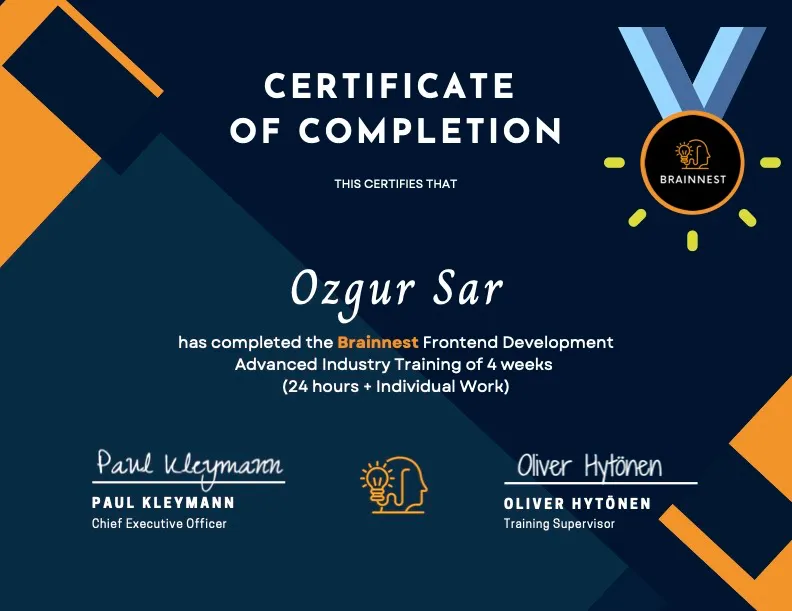 Ozgur Sar Brainnest Advanced FD Cert