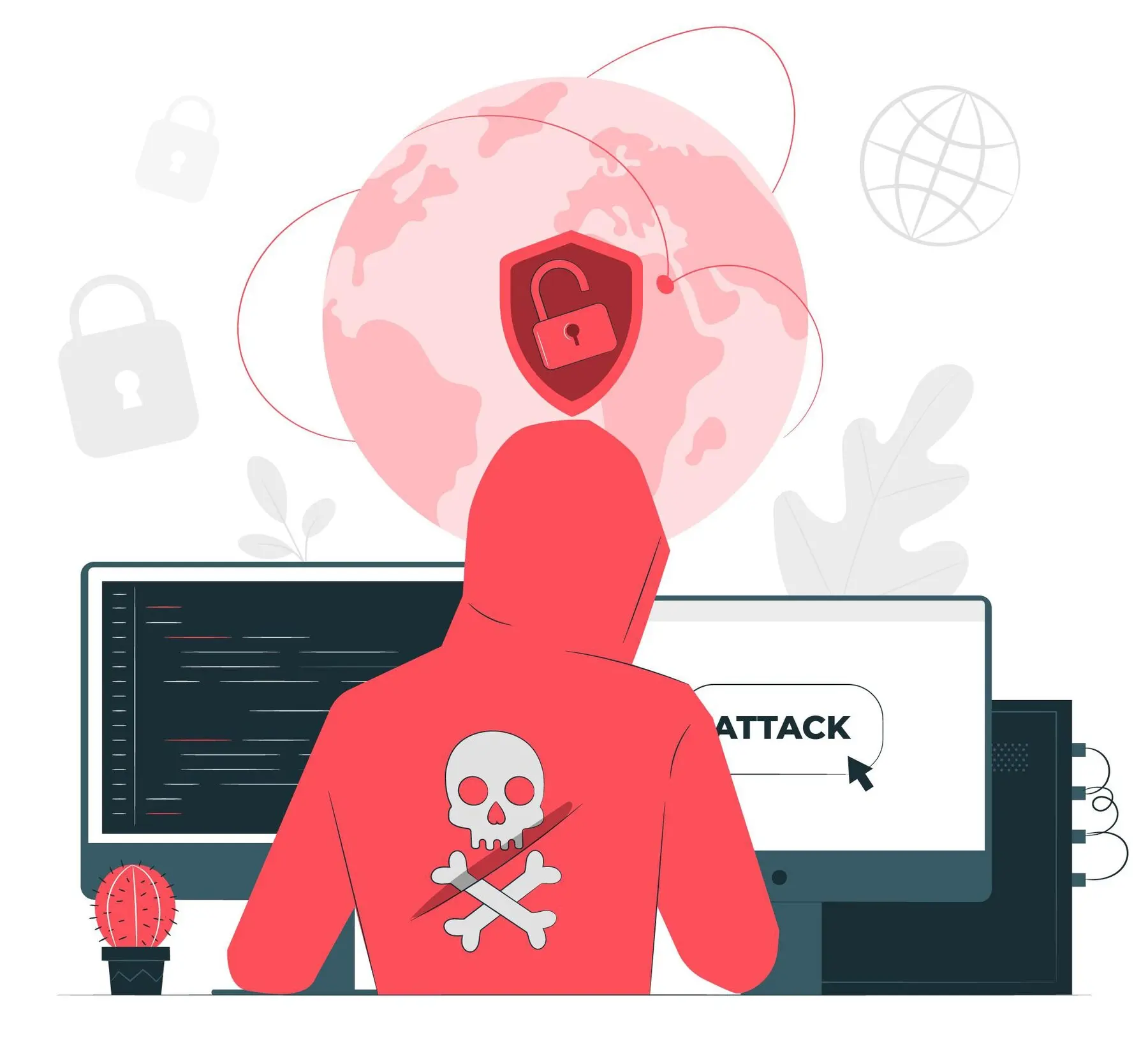 Malware and cyber attack illustration