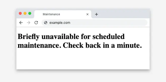 Briefly unavailable for scheduled maintenance message in WordPress.