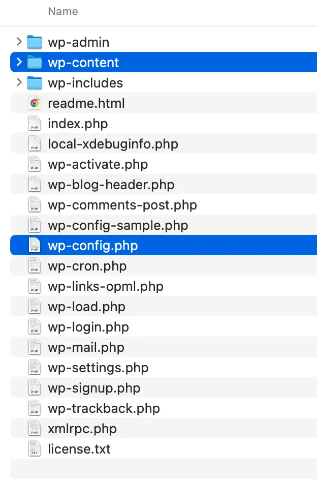 WordPress core files