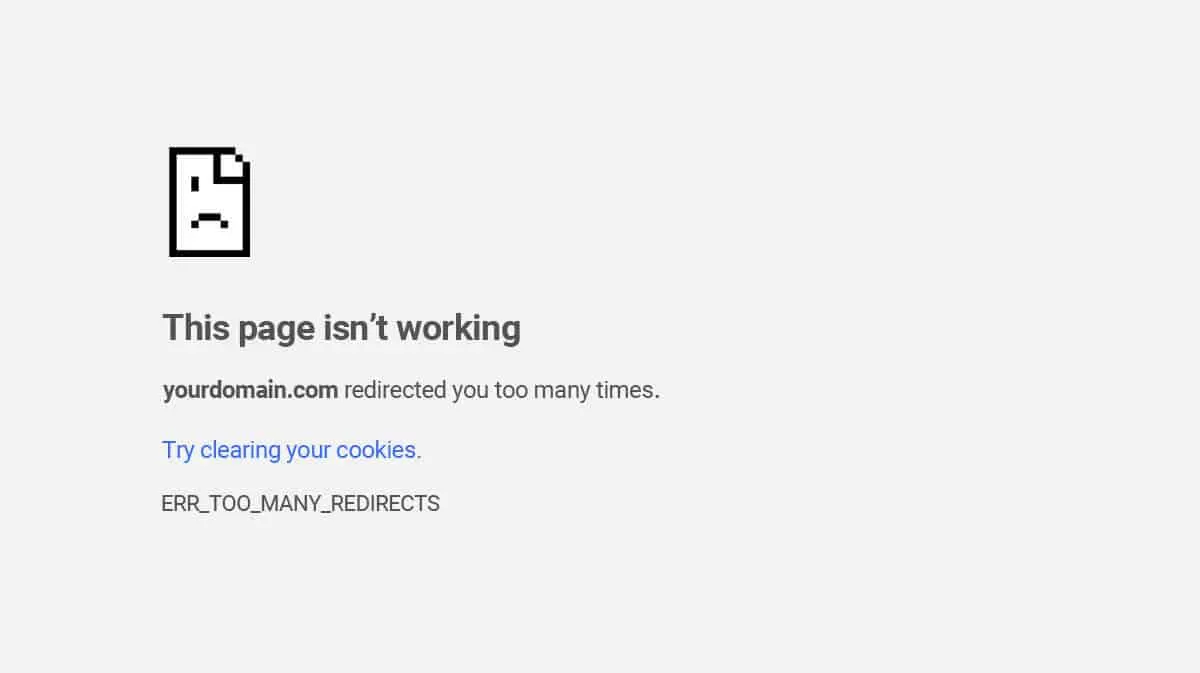 ERR_TOO_MANY_REDIRECTS error in WordPress