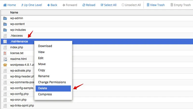 .maintenance file in WordPress that causes stuck in maintenance mode error