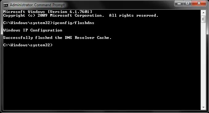 Response of DNS cache flush command in Windows