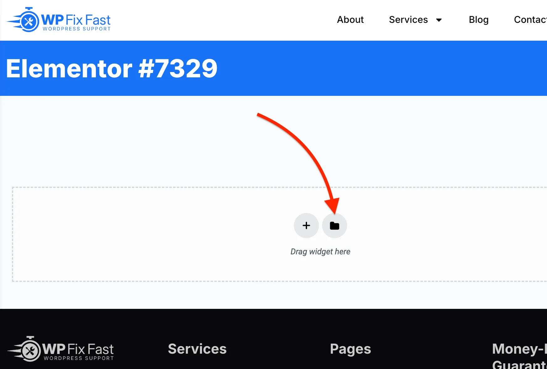 Import Elementor template to a new page