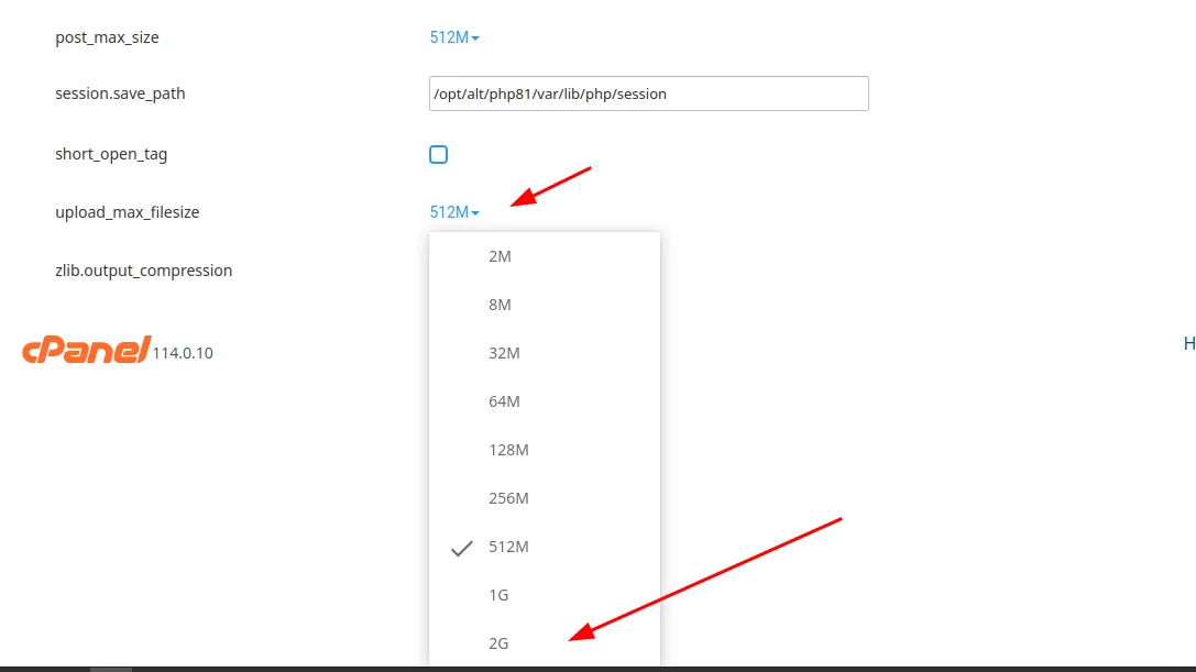  How to increase the PHP Max Upload Size in cPanel