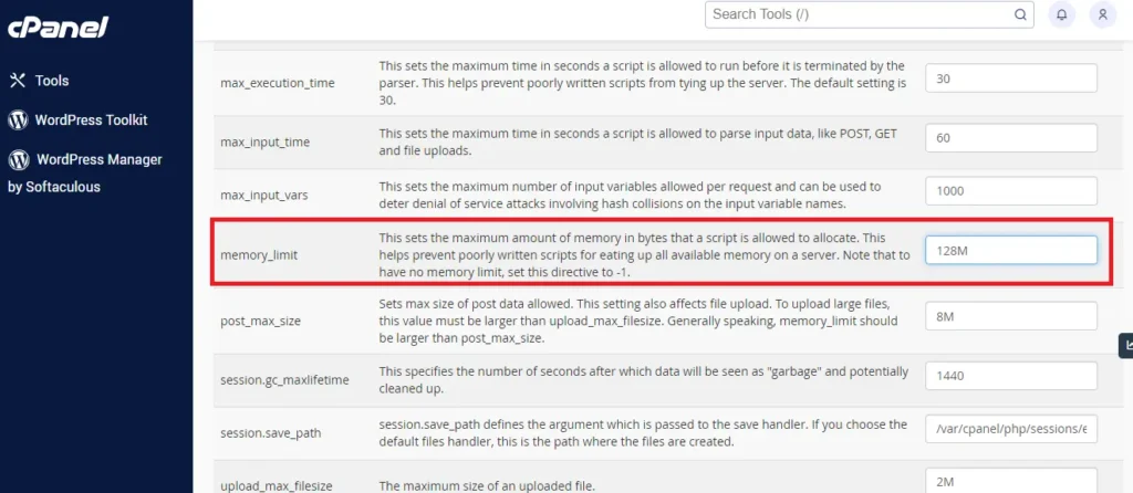 multiphp manager adjust php memory limit