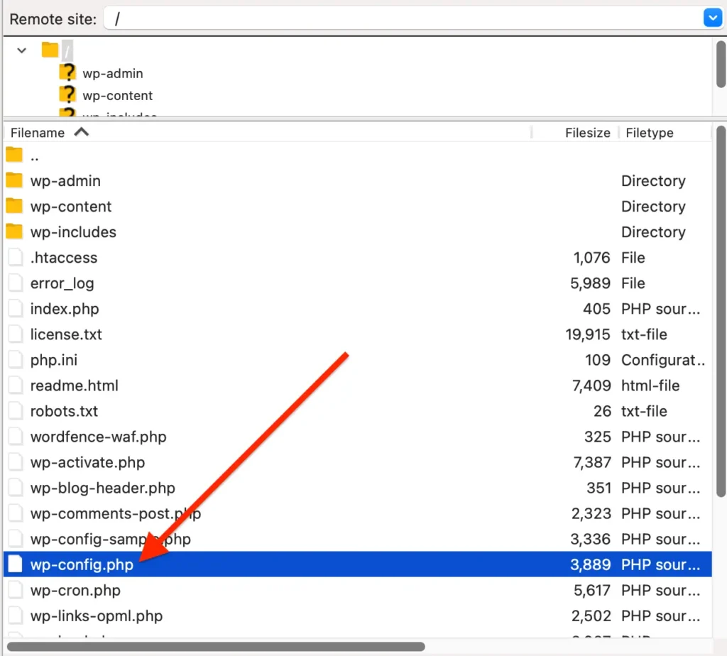 wp-config.php location in root folder of wordpress