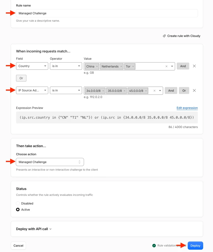 Cloudflare Managed Challenge Rules