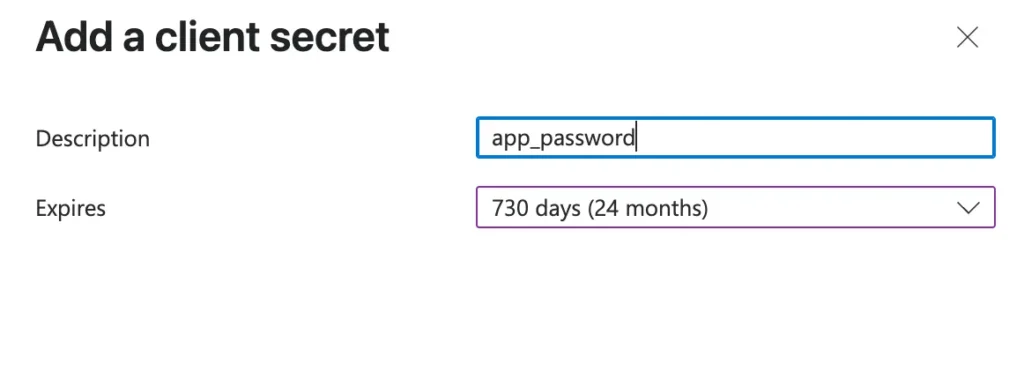 Application new client secret