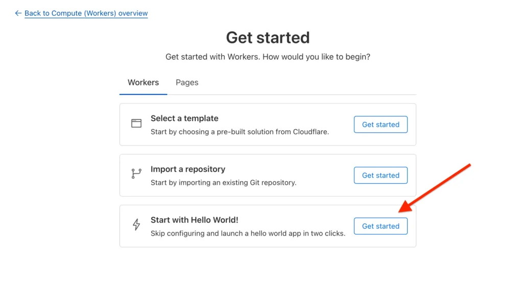 Choose Hello World Worker template