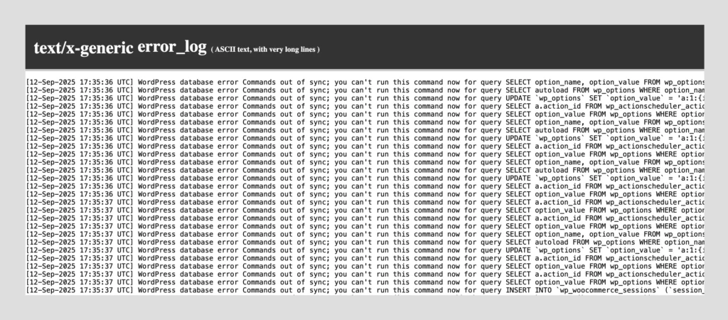 WordPress database error Commands out of sync; you can't run this command now