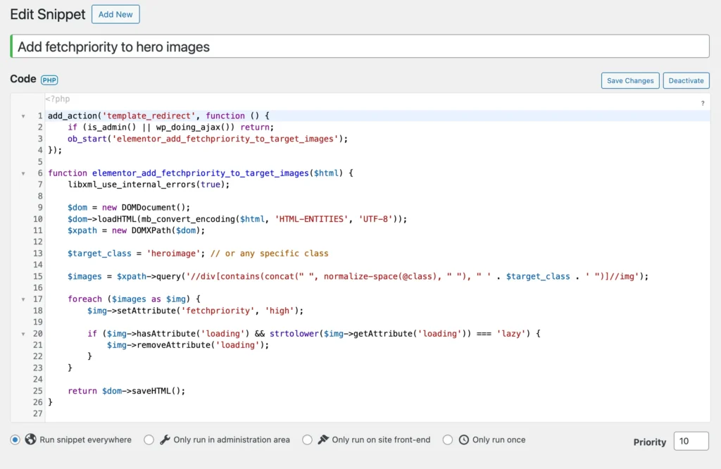 add fetchpriority high to elementor images