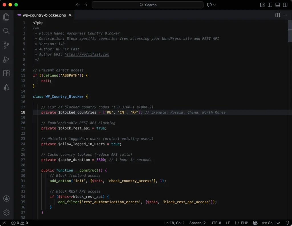 mu-plugin for wordpress country block
