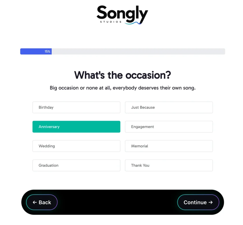 Songly song generation form
